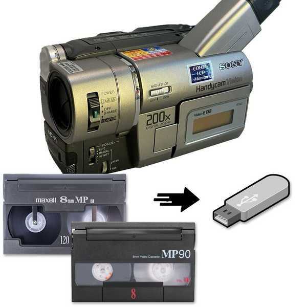 Sony 8mm Video Tape Player Vintage Camcorder Bundle w/ USB, Nightshot, LCD