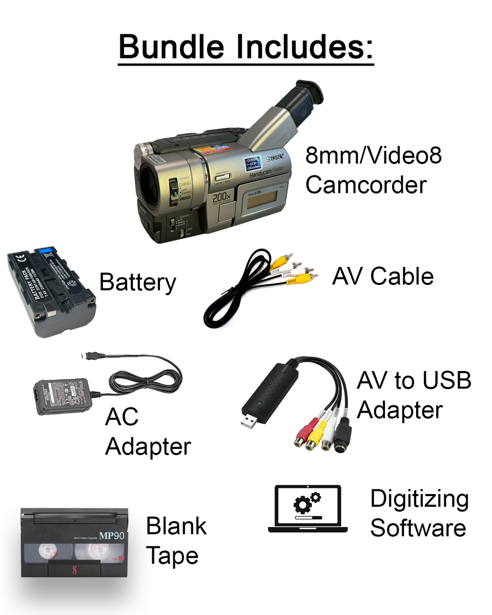 Sony 8mm Video Tape Player Vintage Camcorder Bundle w/ USB, Nightshot ...