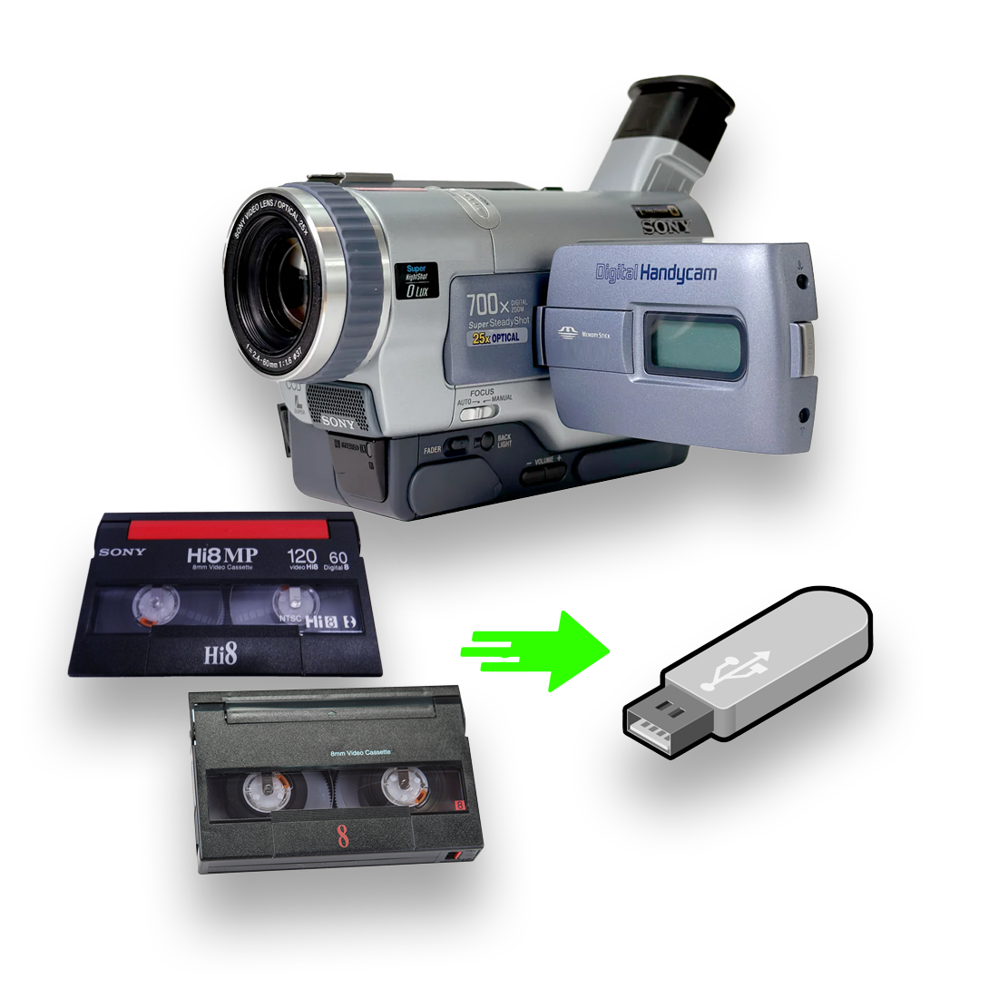 8mm Tape Player Hi8 Camcorder Bundle for Digitizing Hi8 and 8mm