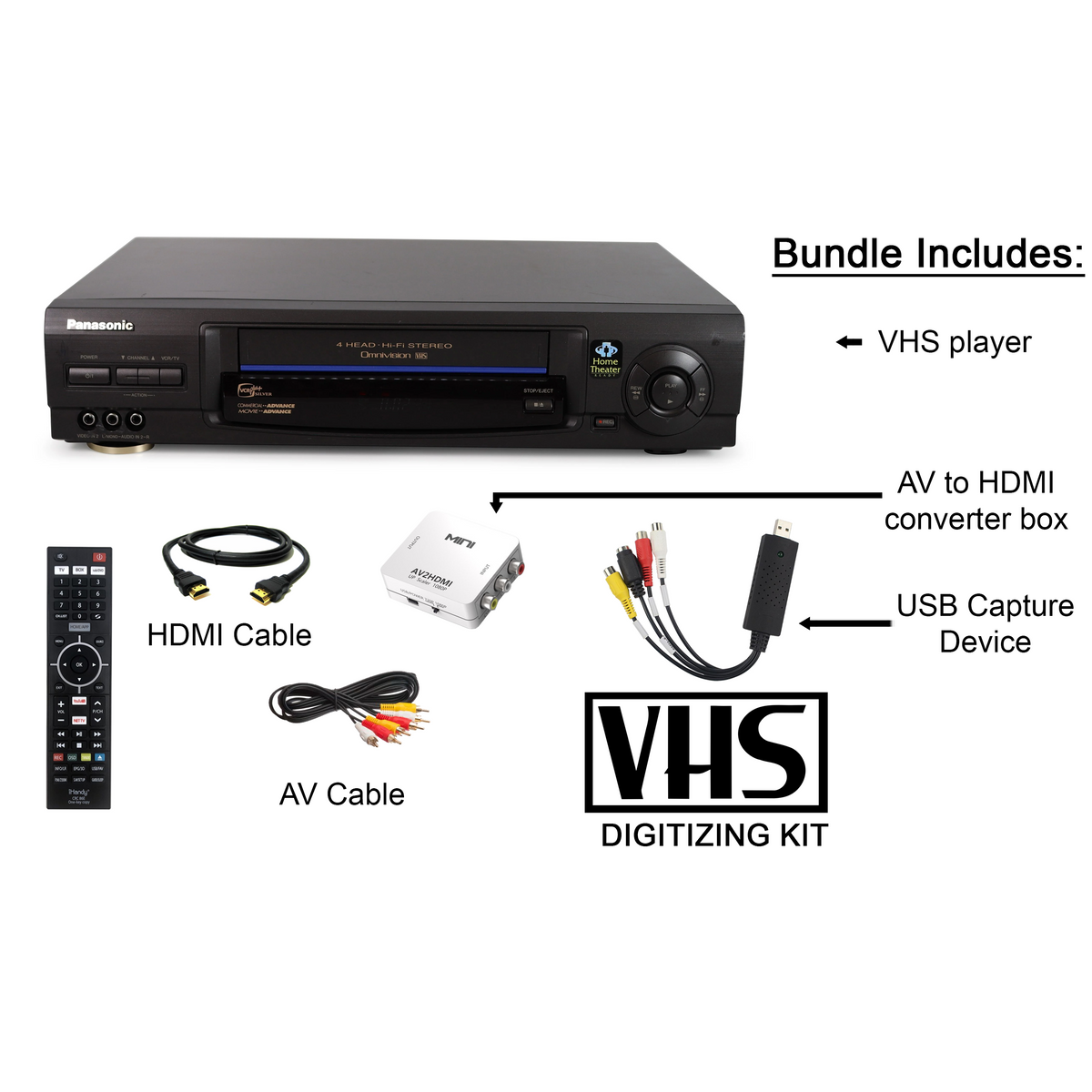 Vhs Digitizing Panasonic VCR VHS Player Digitizing Bundle w/ Remote, HDMI, USB ...