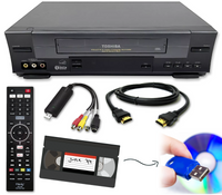 VHS Player Bundle - Playback and Digitize VHS w/ VCR, Remote, HDMI, USB