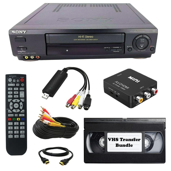 VCR VHS Transfer Bundle for Digitizing VHS Tapes and Converting VHS to DVD w/USB Adapter and Cables