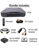 VCR VHS Transfer Bundle for Digitizing VHS Tapes and Converting VHS to DVD w/USB Adapter and Cables